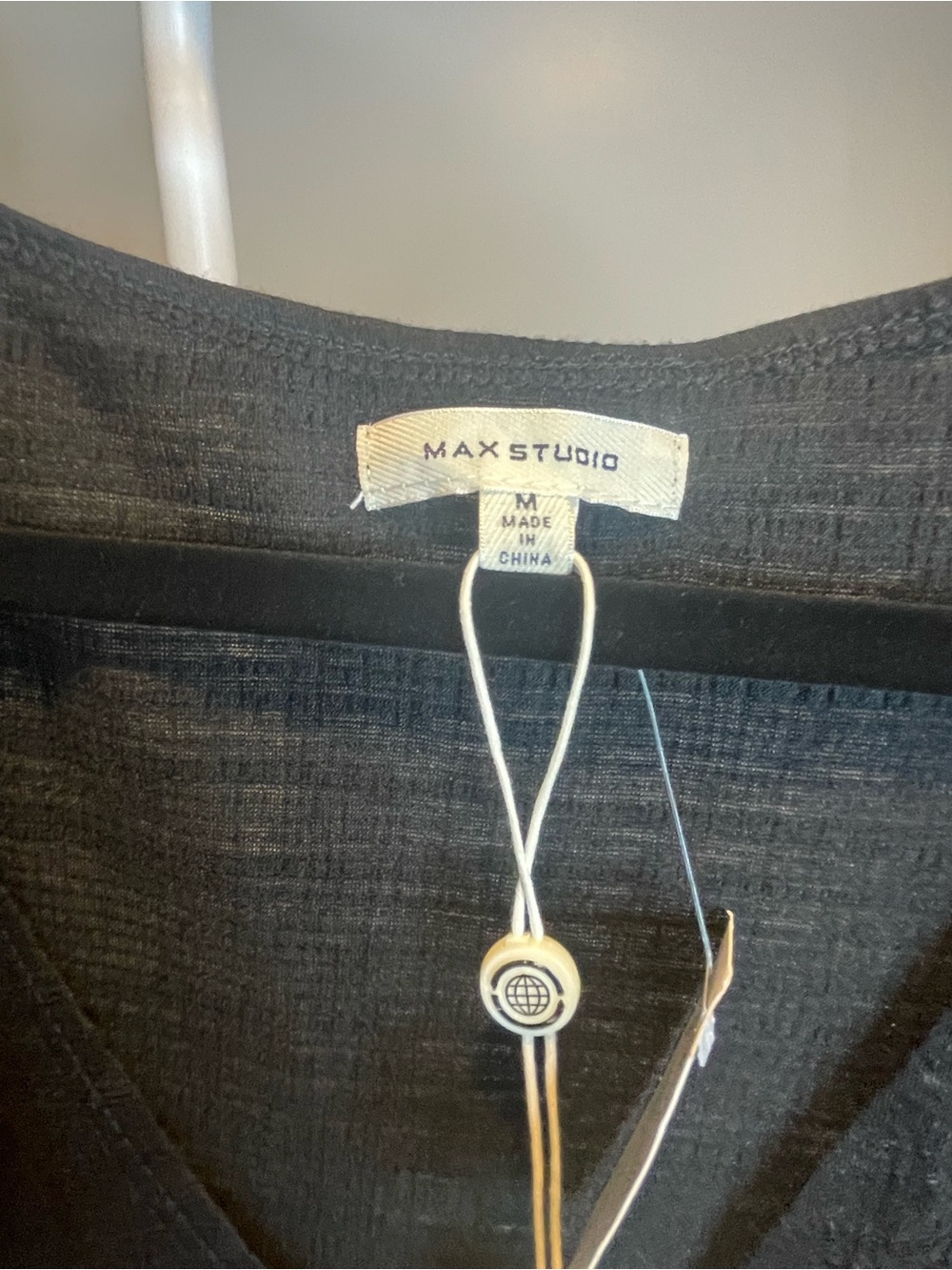 Max Studio Black Ruched Wrap Top - Picture 3 of 5